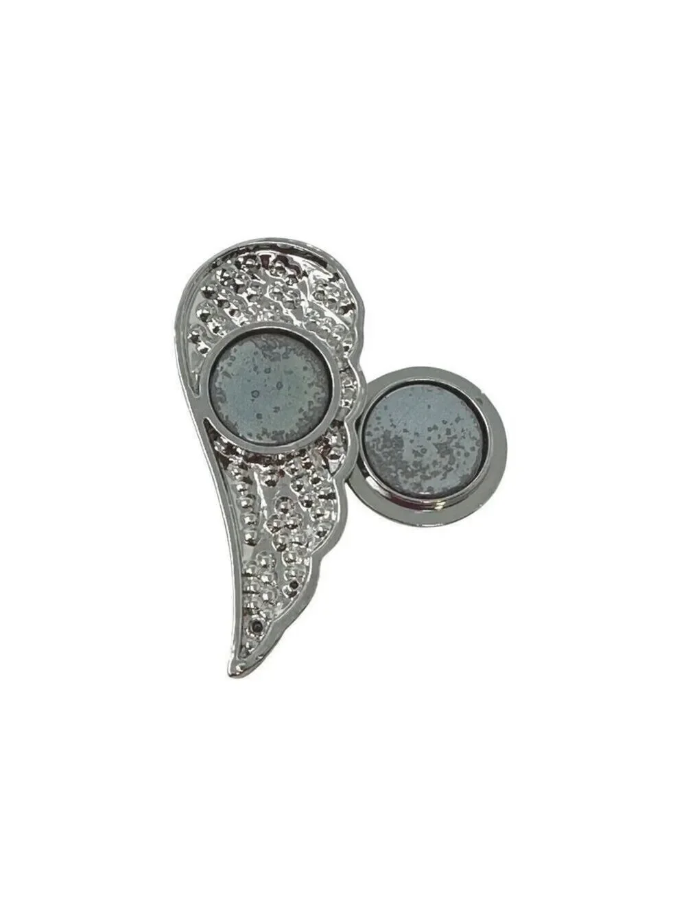 Angel Wing Rhinestone Brooch Pin Magnetic In Silver Tone Metal 2.5 Inch
